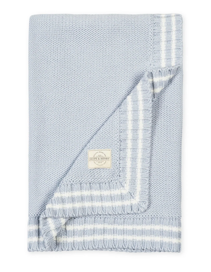 Light Blue Knit Baby Blanket - Hope & Henry