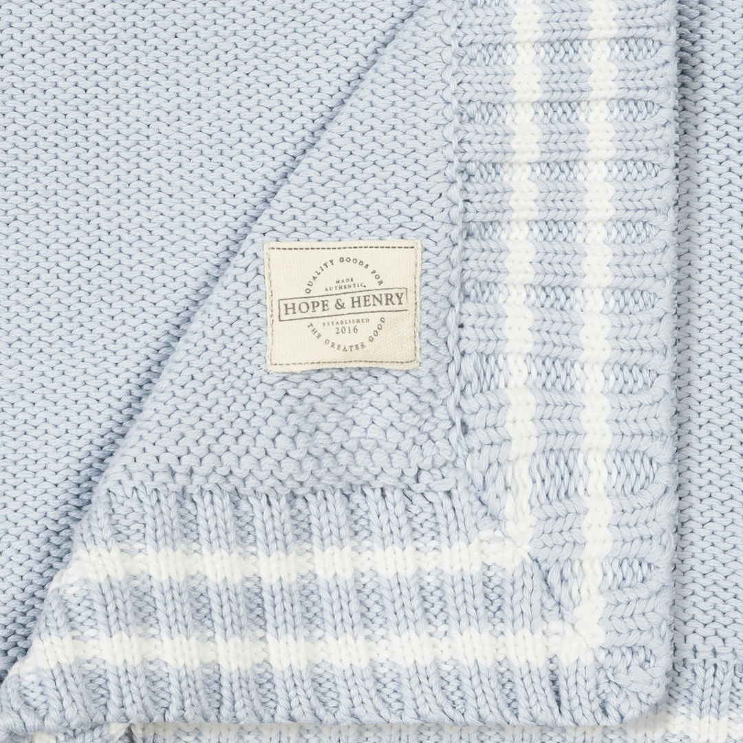 Light Blue Knit Baby Blanket - Hope & Henry