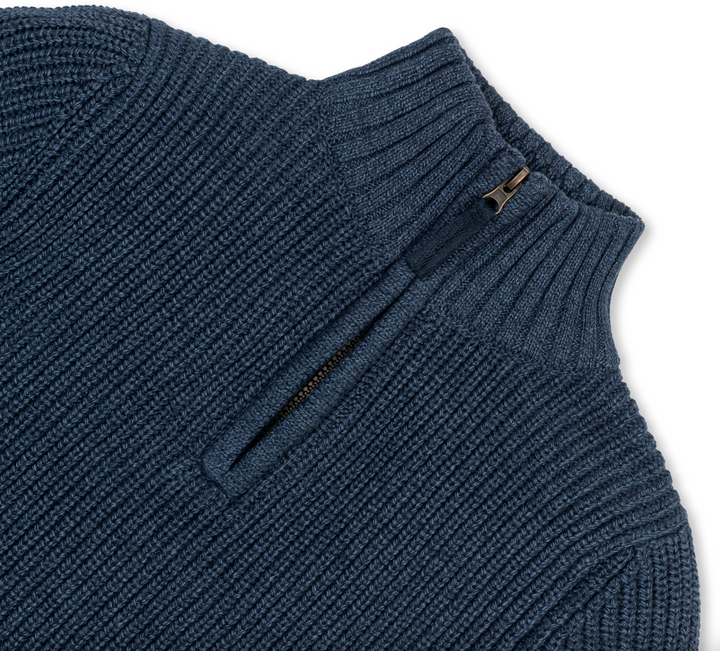 Organic Half Zip Navy Sweater - Hope & Henry