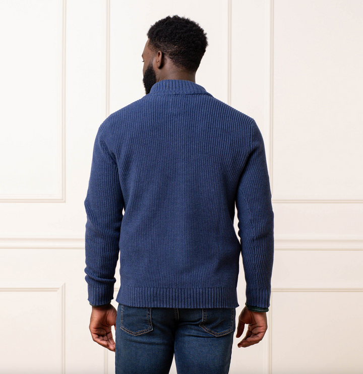 Organic Half Zip Navy Sweater - Hope & Henry