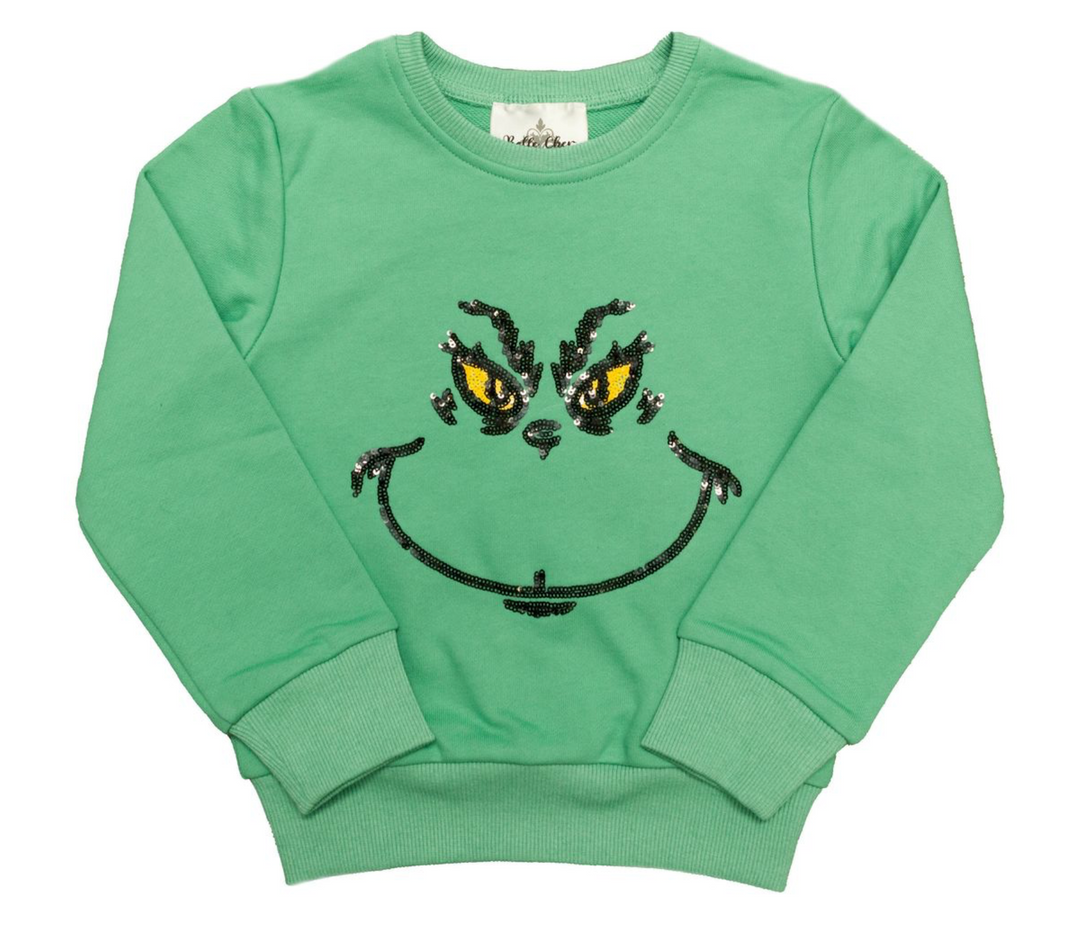 Sequin Grinch Sweatshirt - Belle Cher