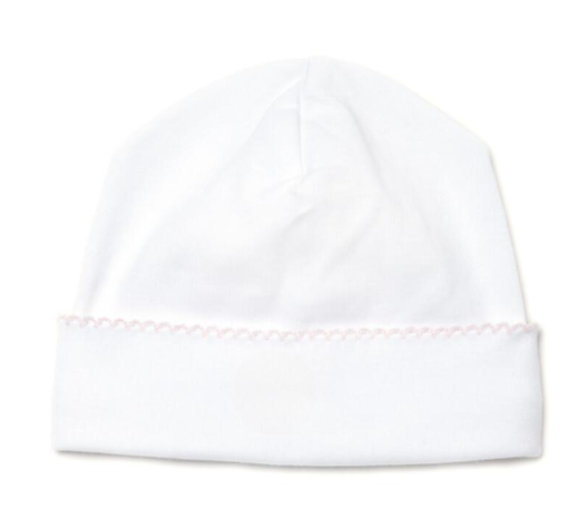 White Baby Hat with Picot Trim - Milly Marie