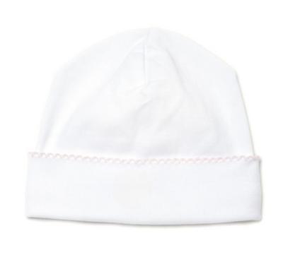 White Baby Hat with Picot Trim - Milly Marie