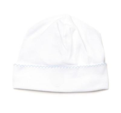 White Baby Hat with Picot Trim - Milly Marie