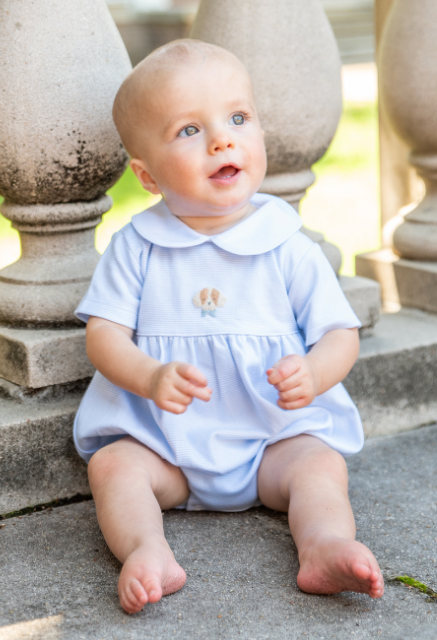 Baby Boy Blue Pima Cotton Puppy Bubble - Milly Marie