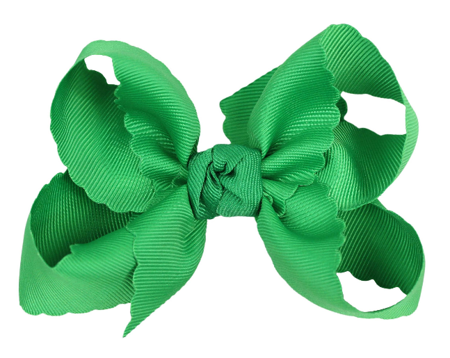 SCALLOPED EDGE BOW: Emerald / St. James Episcopal School Green