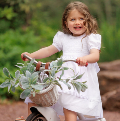 Girls White Floral Smocked Dress - Feltman Brothers