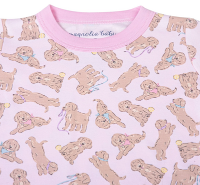 Golden Pup Girls Pink Pajamas - Magnolia Baby