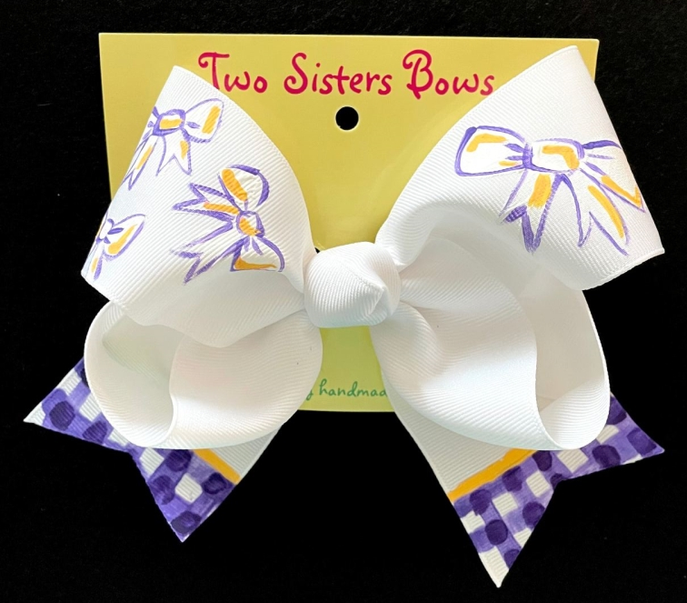 Hand Painted Bows - Two Sisters Bows - LSU