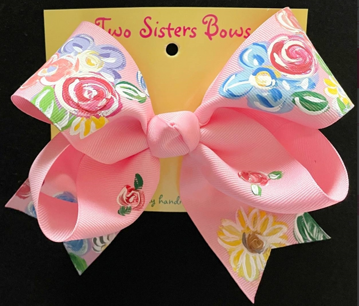 Hand Painted Floral Bows - Two Sisters Bows