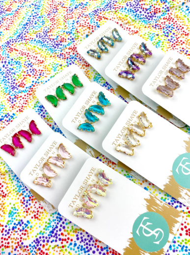 Colorful Crystal Butterfly Stud Earrings - Taylor Shaye Jewelry