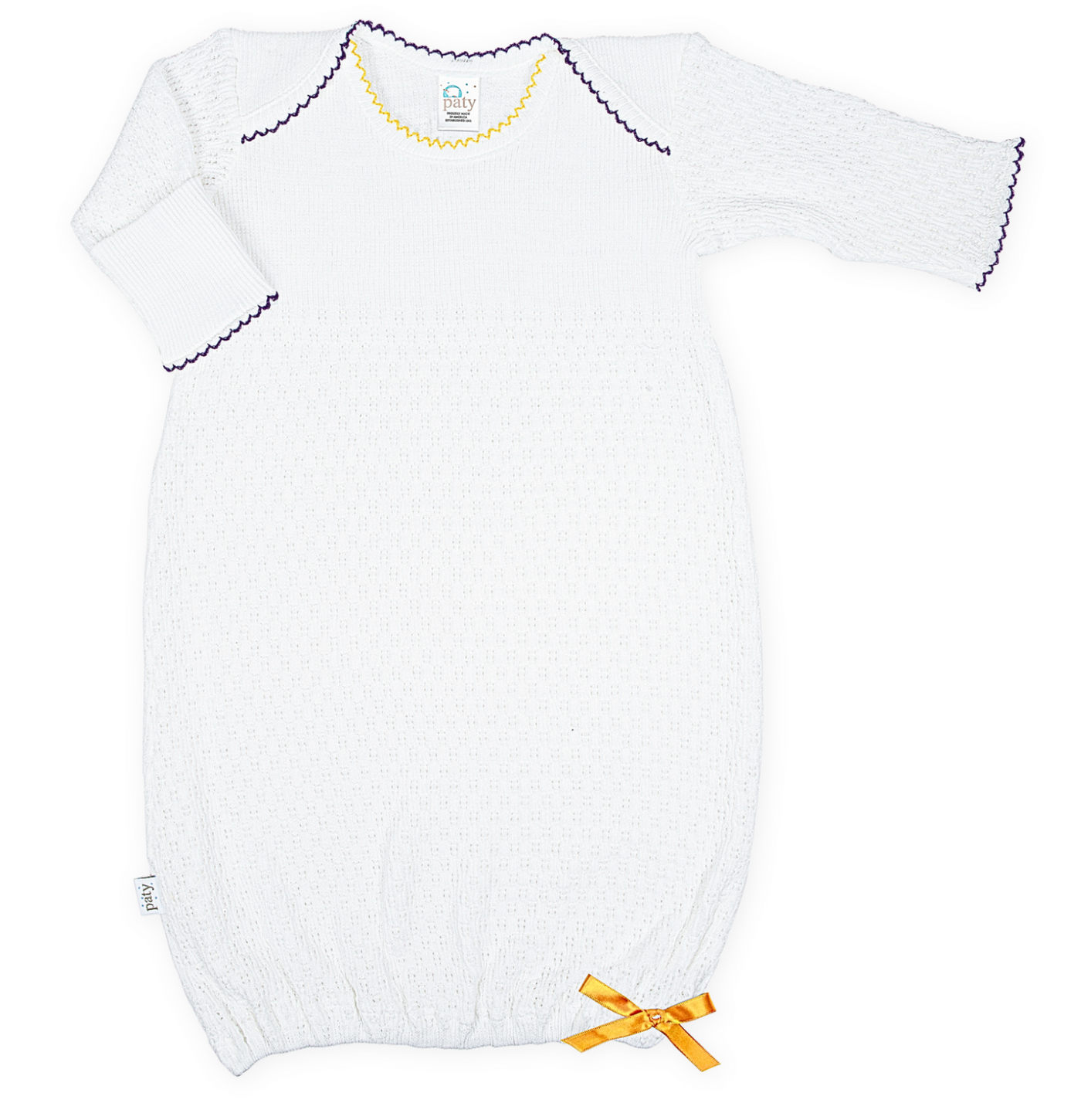 Paty Knit Overlap Shoulder Gown - Newborn