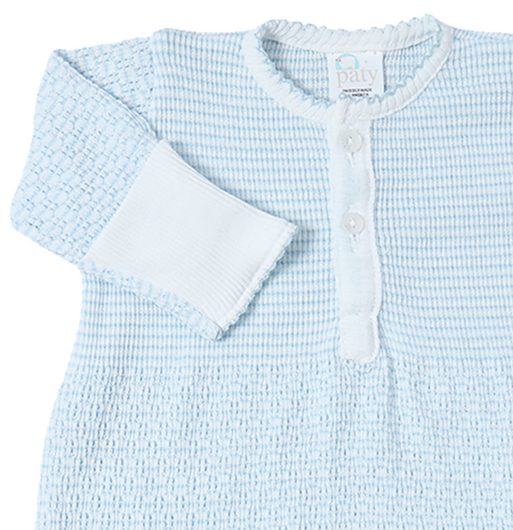 Blue Paty Knit, Placket Gown Preemie