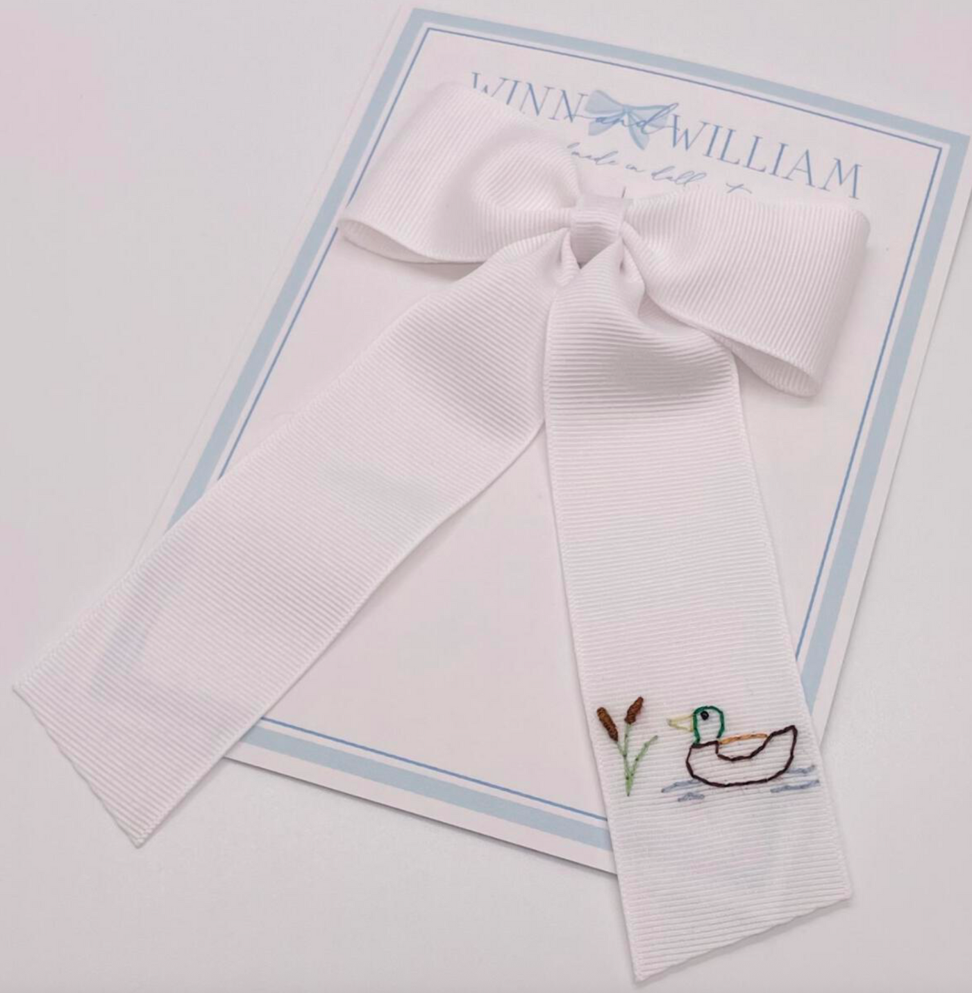 Mallard White Long Tail Bow - Winn and William