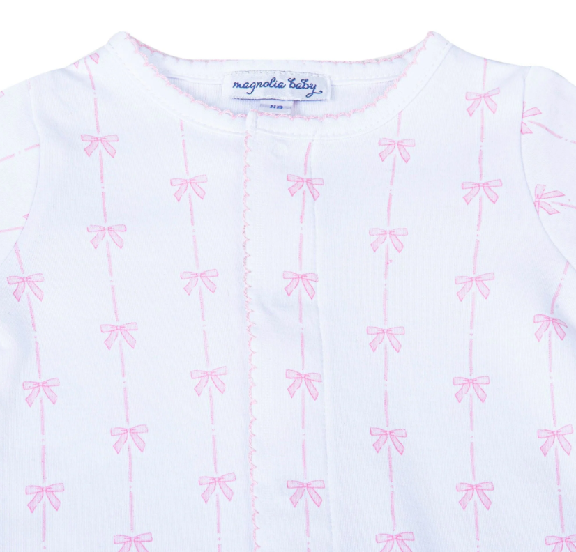 Pink Bow Pima Footie - Magnolia Baby