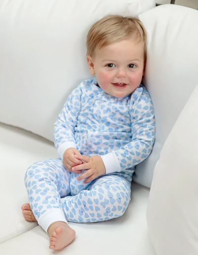 Boys Blue Hearts Pima Pajamas - Lila & Hayes