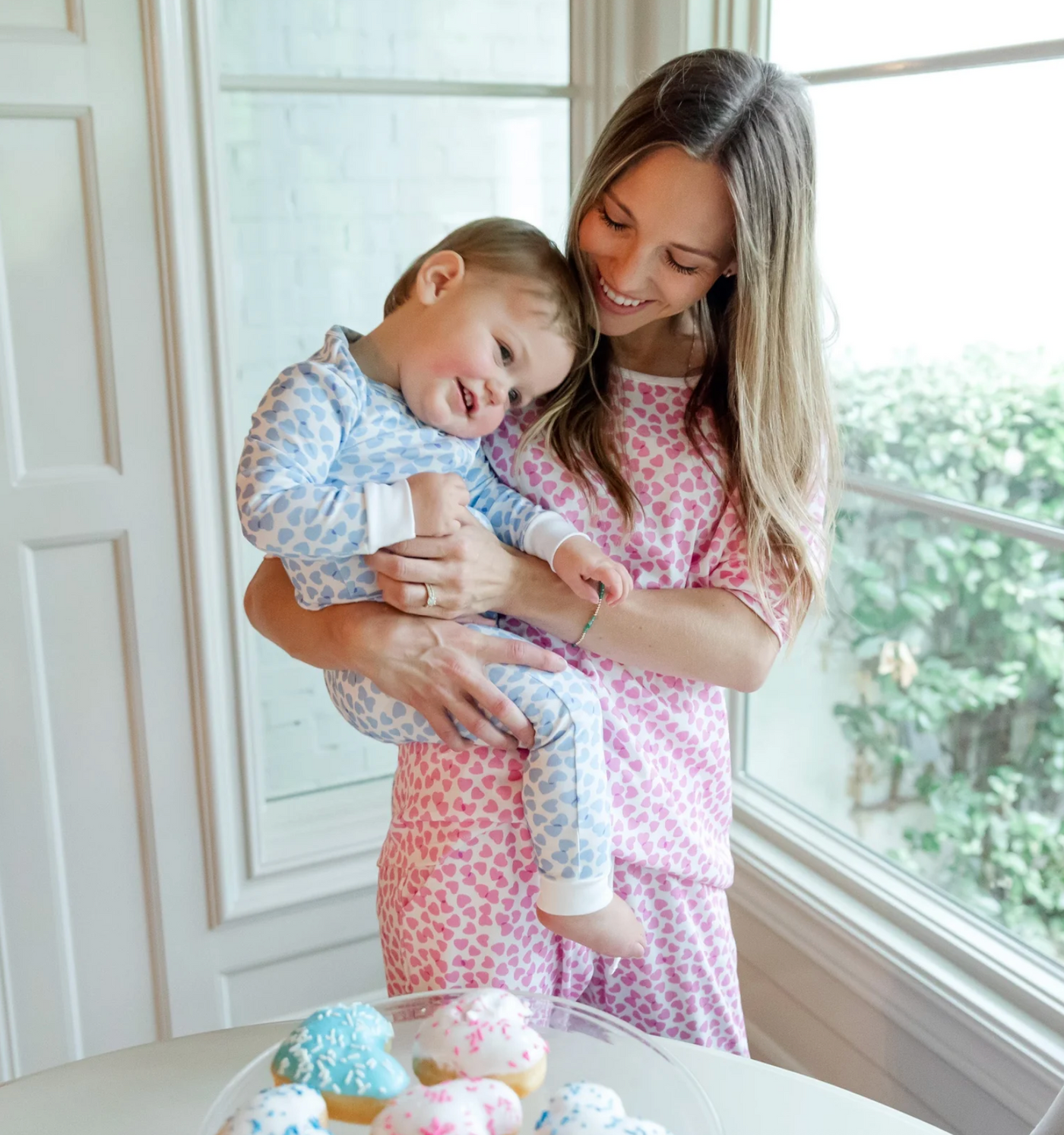 Boys Blue Hearts Pima Pajamas - Lila & Hayes