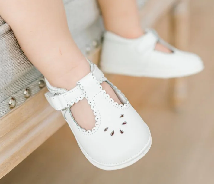 White Scalloped T-Strap Mary Jane Shoes - L'Amour Angel