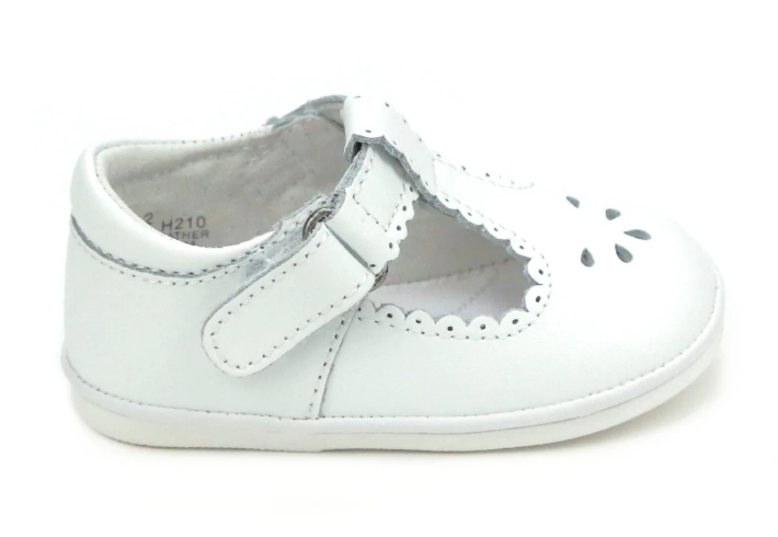 White Scalloped T-Strap Mary Jane Shoes - L'Amour Angel