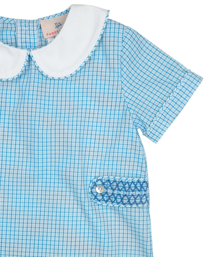 Blue Plaid Shortall - Smockingbird