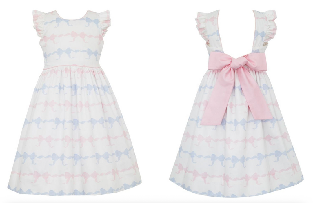 Pink & Blue Bow Dress - Anavini