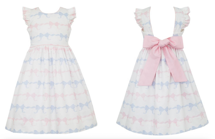 Pink & Blue Bow Dress - Anavini