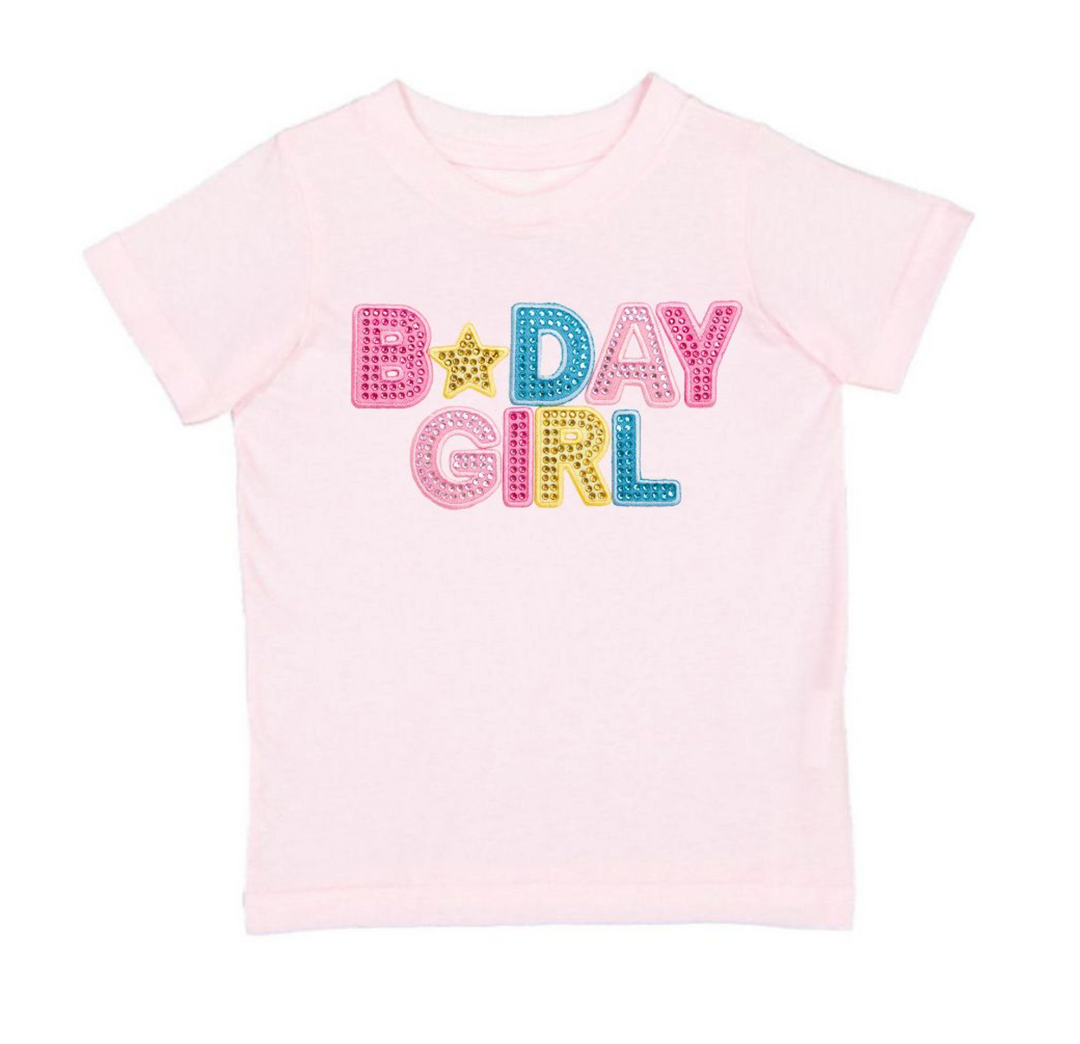 Pink Rhinestone Birthday Girl Tee - Sweet Wink