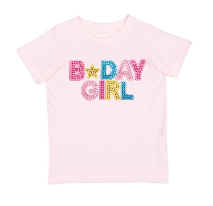 Pink Rhinestone Birthday Girl Tee - Sweet Wink
