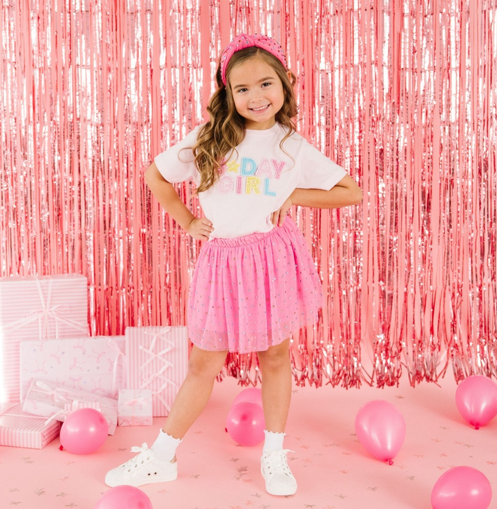 Pink Rhinestone Birthday Girl Tee - Sweet Wink