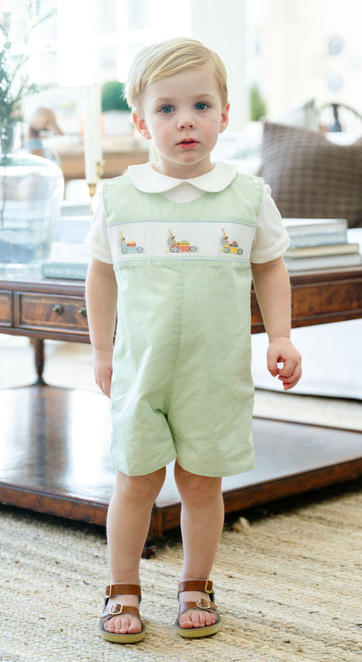 Smocked Lawn Mower Jon Jon - Ruth & Ralph