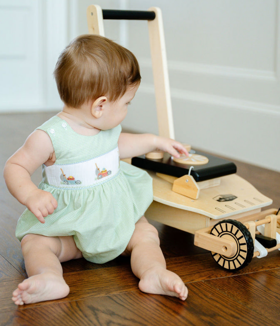 Boys Smocked Lawn Mowers Bubble - Ruth & Ralph