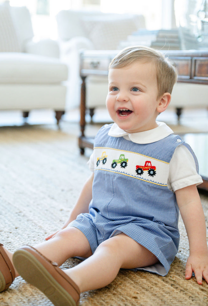 Smocked Monster Trucks Jon Jon - Ruth & Ralph