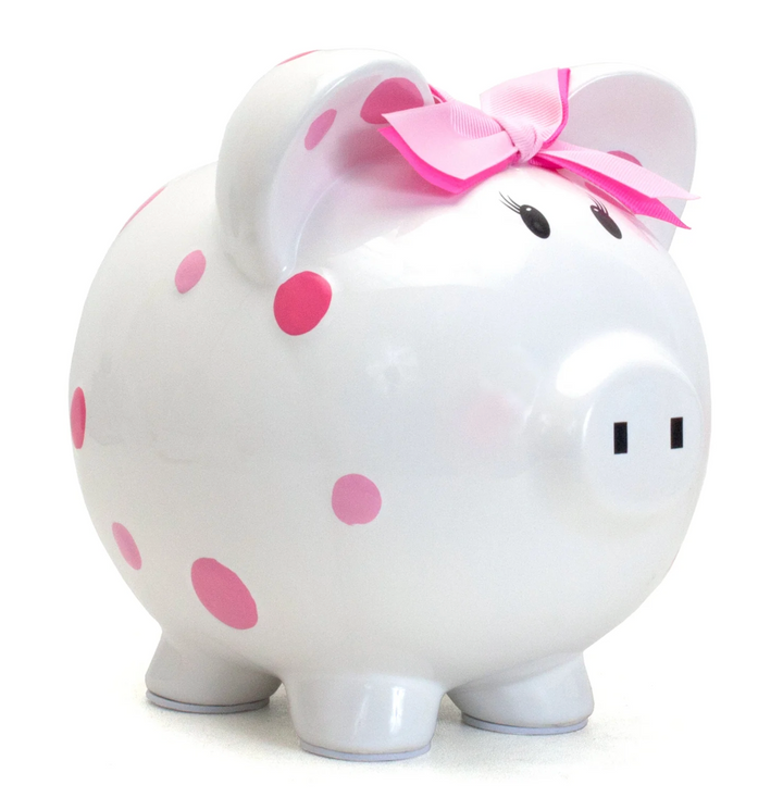 Pink Polka Dot Piggy Bank - Child To Cherish