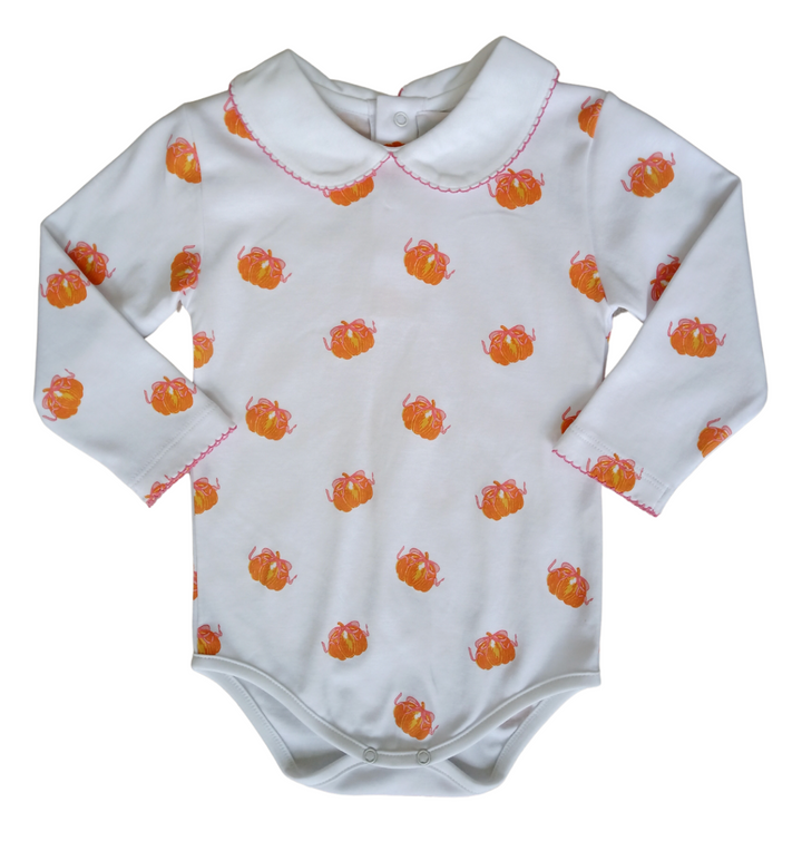Pretty in Pumpkin Pima Onesie - Maddie & Connor