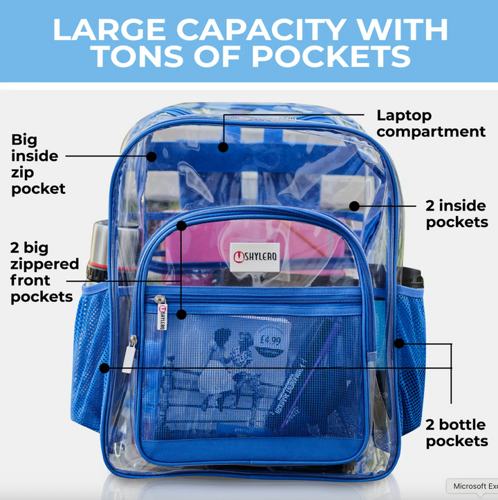 Clear Full Sized Backpack - School Approved