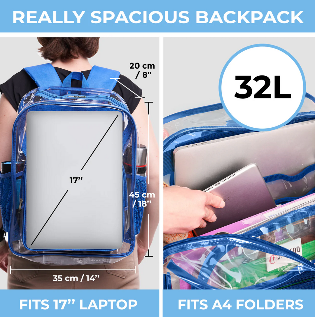 Clear Full Sized Backpack - School Approved