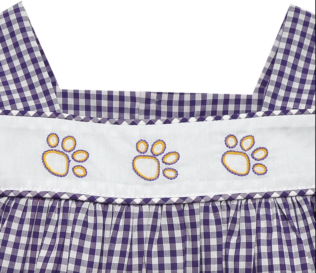 Paw Print Purple Gingham Dress - Remember Nguyen