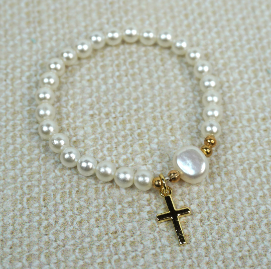 Water Pearl Bracelet with Glass Beads - Marcela