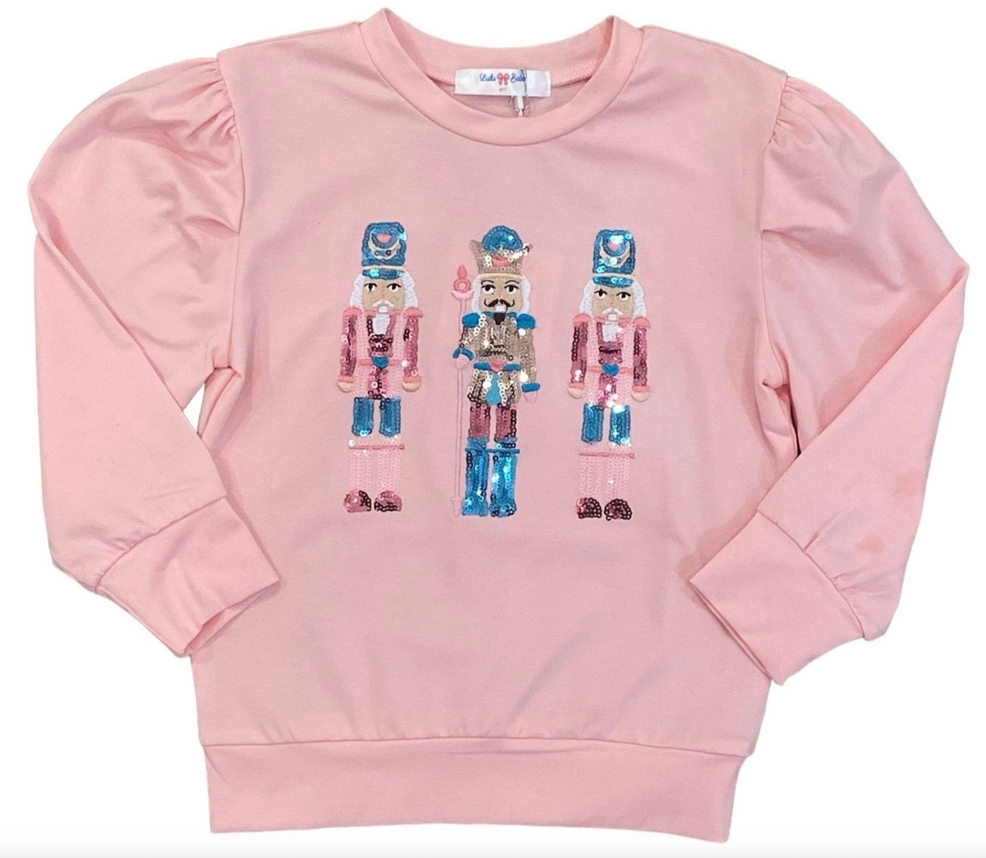 Sequin Nutcracker Shirt & Pink Velvet Skirt - Lulu Bebe