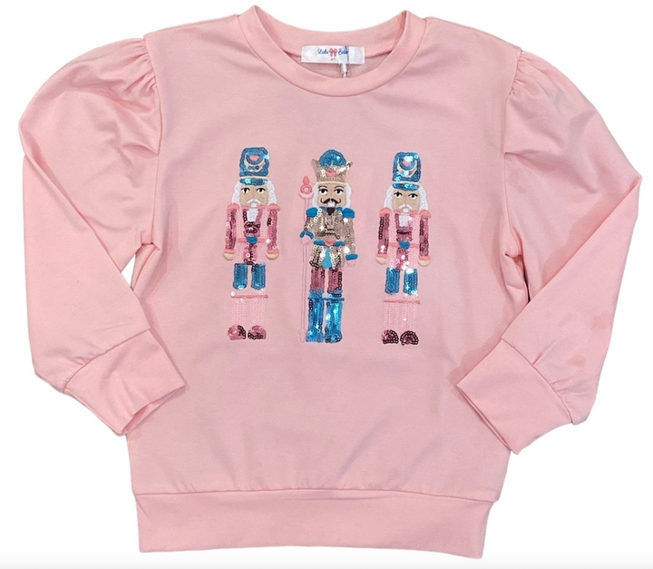 Sequin Nutcracker Shirt & Pink Velvet Skirt - Lulu Bebe