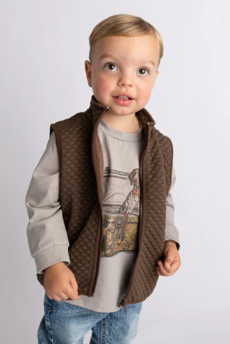 Boys Brown Quilted Vest - Emma Jean
