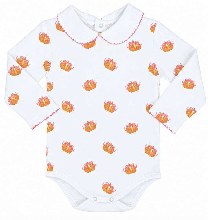 Pima Cotton Pumpkin w/ Bows Bubble - Maddie & Connor