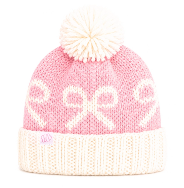 Pink Bows Knit Hat & Mittens - Bits & Bows