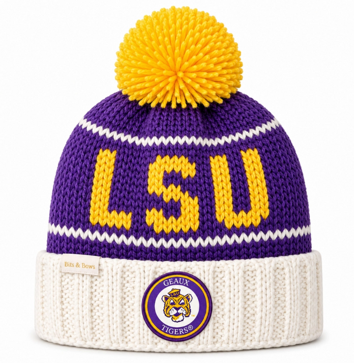 Licensed LSU Beanie - Bits and Bows