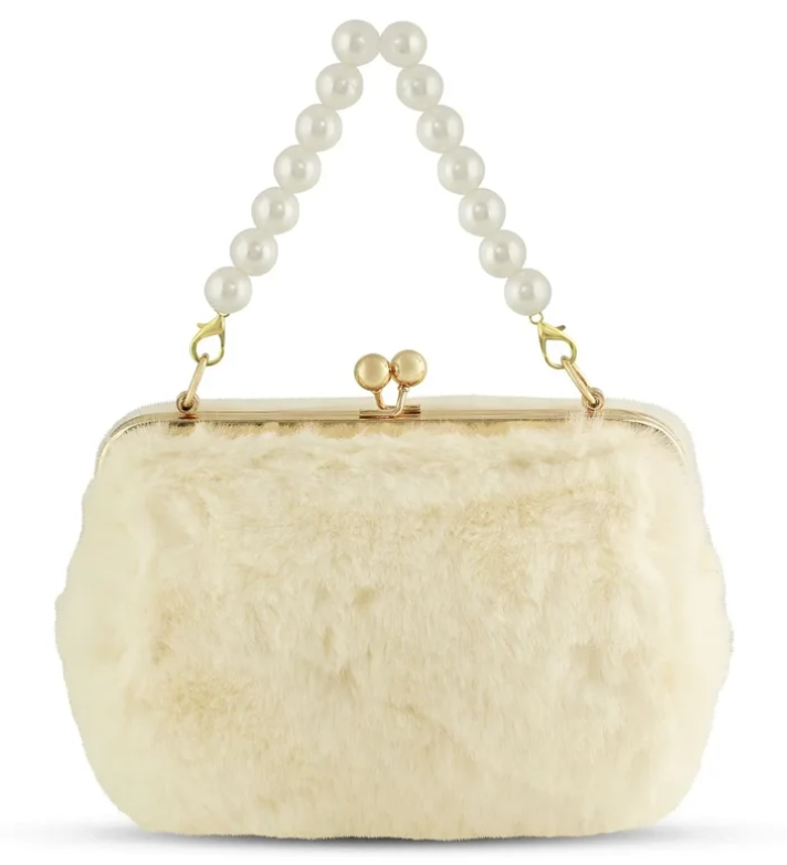 Faux Fur with Pearls Purse - Carrying Kind