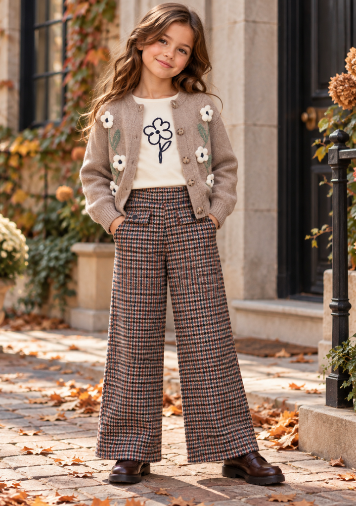 Houndstooth Wide-Leg Pants - Mayoral