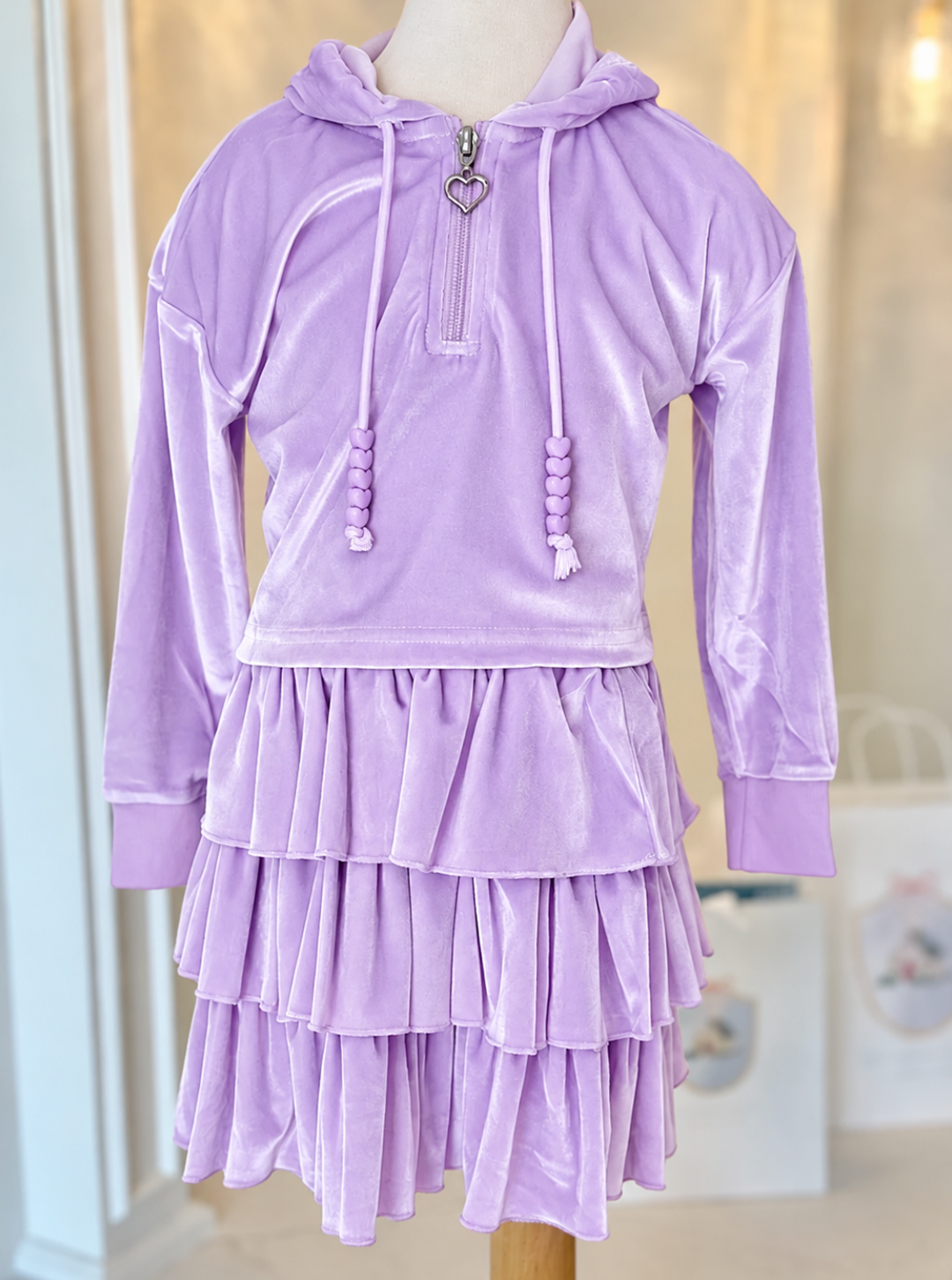 Lavender Velvet Velour Skirt Set - Lulu Bebe