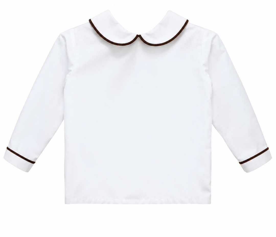 Highland Plaid Pant and White w/ Brown Trim Peter Shirt - Zuccini Kids