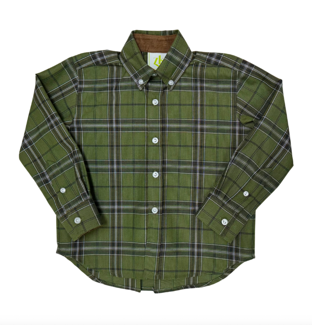 Olive Highland Plaid Button Down - Zuccini Kids