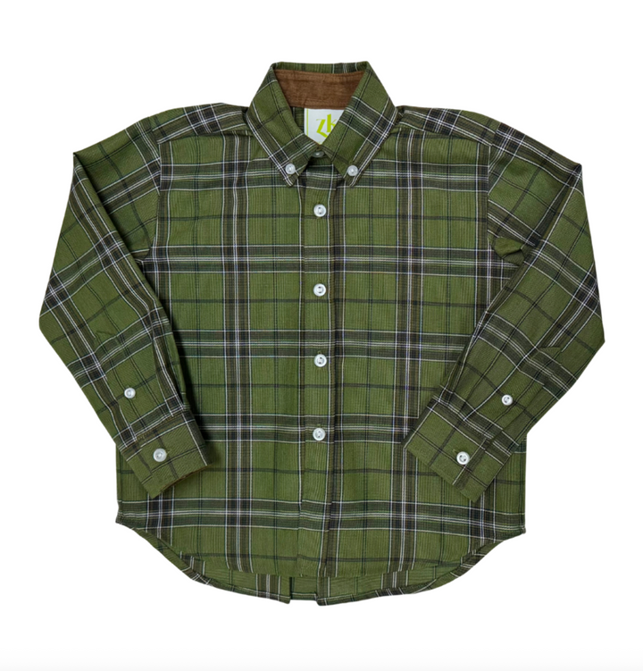 Olive Highland Plaid Button Down - Zuccini Kids